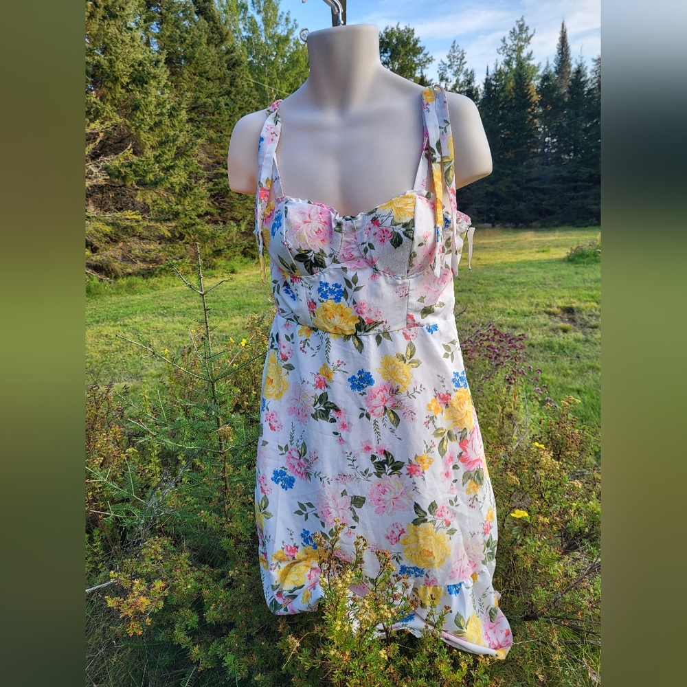 "Summer Stunner" Floral Midi Dress - Pink, Yellow, Blue